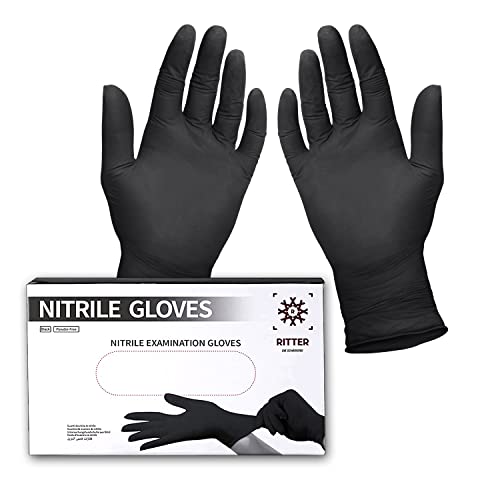 Ritter Premium Nitrilhandschuhe 100 Stück   latexfrei   nitril puderfrei   Black Nitrile Gloves   Größe L