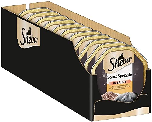 Sheba Sauce Sp ciale Edles Nassfutter mit Putenhäppchen in heller Sauce für ausgewachsene Katzen 22 x 85g Katzennahrung in der Schale
