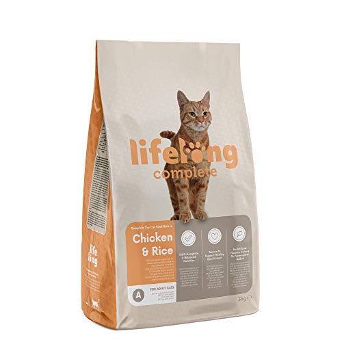 Amazon-Marke Lifelong - Complete Komplett Trockenfutter für ausgewachsene Katzen Huhn und Reis 3kg 1er-Pack