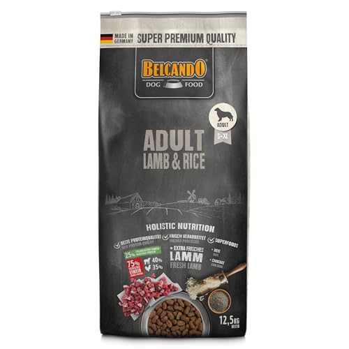 Belcando Adult Lamb Rice 12 5 kg Hundefutter Trockenfutter mit Lamm für empfindliche Hunde Alleinfuttermittel für ausgewachsene Hunde ab 1 Jahr