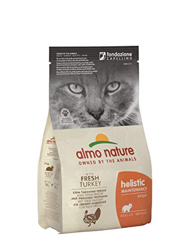 Almo Nature Holistic Adult Cat Maintenance mit Frischem Truthahn und Reis- Trockenfutter für Katzen aller Rassen 6er Pack 6x400g