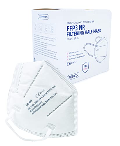  20x Partikel Atemschutzmaske 5 lagig hohe Filtrationskapazität einzeln verpackt im PE Beutel zertifiziert EU Richtlinie EN149 2001 A1 2009 CE 2163 2