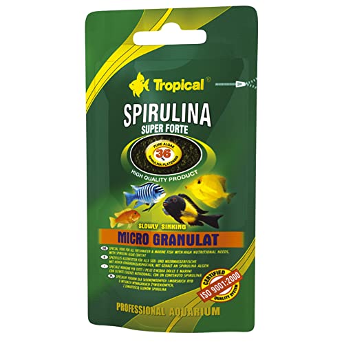 Fischfutter Tropical Super Spirulina Forte Micro Granulat Fischfutter Doypack 22 g 2 Stück