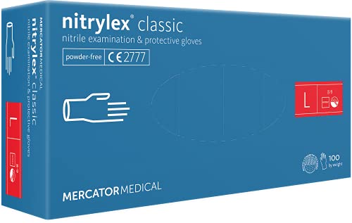 MERCATOR MEDICAL puderfreie NITRYLEX CLASSIC Größe L   texturierte Fingerspitzen latexfreie Nitril blau
