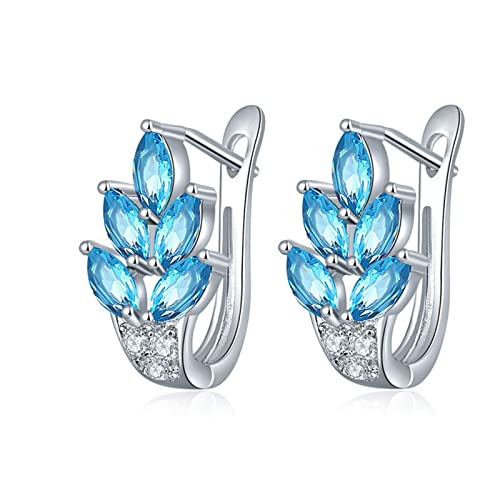 Creolen Silber MÃ¤dchen Ohrringe Zirkonia Creolen EinhÃ¤nger Blau Blume Ohrringe Damen Weissgold