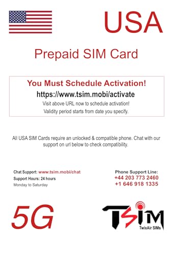 PrePaid USA SIM-Karte Unbegrenzte eingehende und ausgehende Anrufe SMS Ultra High Speed 5G Datenzulassung Hotspot Tethering Internetfreigabe erlaubt 3 GB x 1 Monat