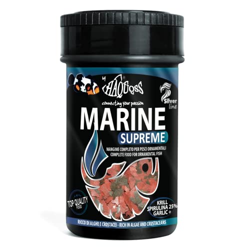 Haquoss Marine Supreme Flockenfutter in Flocken mit Spirulina Artemia und Knoblauch 100 ml 16 g