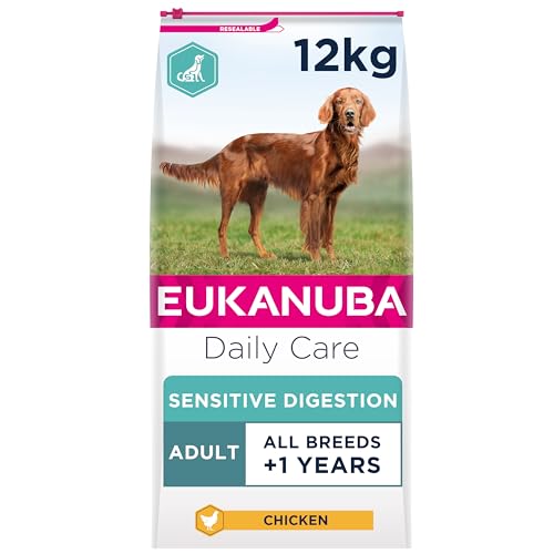 Eukanuba Daily Care Sensitive Digestion Hundefutter - Trockenfutter für Hunde mit sensibler Verdauung Magenfreundlich mit leicht verdaulichem Reis 12 5 kg