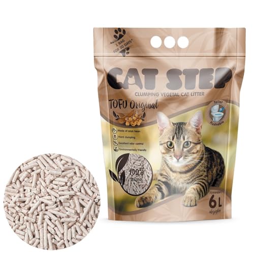 Cat Step Tofu Original Katzenstreu - Umweltfreundlich Nicht Klumpend Biologisch Abbaubar Geruchskontrolle Chemiefrei 2.7 Kilogramm