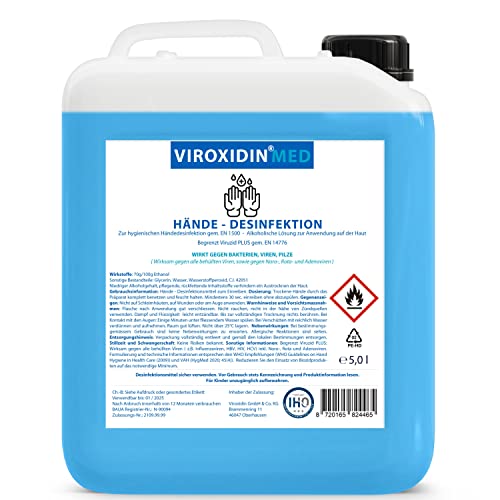 Viroxidin Med 5l   Zur hygienischen   Begrenzt Viruzid PLUS gem. EN 14776   Hygienische Handdesinfektion gegen Bakterien Viren Pilze