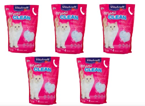 Vitakraft Magic Clean Silikon-Katzenstreu länger als normal geruchs- und antibakteriell 5 l 2 2 kg 5 x 5 l