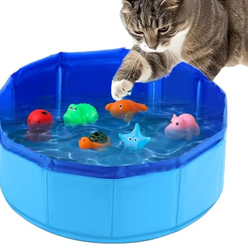 Katzenpool-Spielzeug mit Fisch Wasser Katzenspielzeug tragbares Schwimmbad-Katzenspielzeug faltbarer Katzenpool mit interaktivem Fischspielzeug Katzenspielzeug Fischpool um den Jägerinstinkt