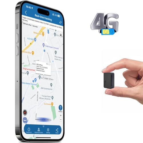 TKMARS TK903 Mini GPS Tracker 4G 1500mAh Akku magnetischer Live Ortungsgerät Inklusive SIM ABO erforderlich APP Web-Tracking und Alarme einstellbar Aktualisierungsintervall