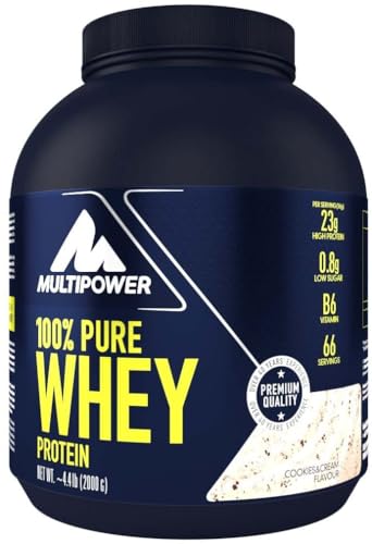 Multipower Whey Protein Shake Pulver 2 kg Protein Pulver mit Cookies Cream Geschmack und Vitamin B6 ideal zur Regeneration des Körpers nach dem Sport