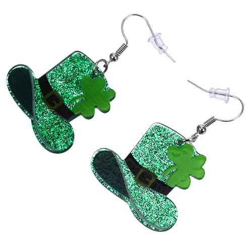 Holibanna 1 Paar Urlaub Ohrringe Statement-Ohrringe für Frauen silberne Creolen Kleeblatt-Anhänger ohrringe keltisch st. patricks day Damenohrringe trendige Ohrringe für Frauen Acryl Green