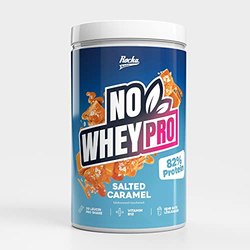 Rocka Nutrition NO WHEY PRO Vegan Protein Pflanzliches Protein-Pulver mit 25 g Protein pro Portion Aminosäuren Vitamin B12 1 kg Salted Caramel