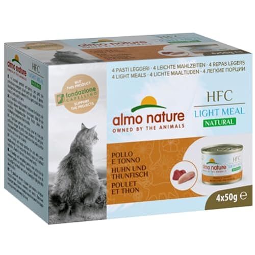 almo nature HFC Natural Light Meal - Huhn Thunfisch - Nassfutter für Erwachsene Katzen - 4 Dosen 50g
