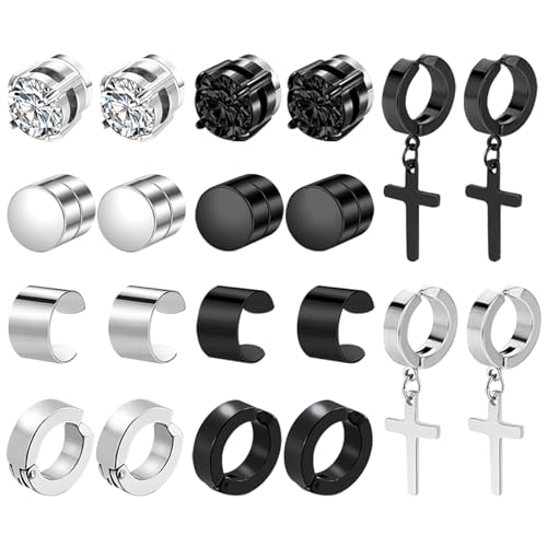  10 Paar Magnet Zirkonia Magnetische Non Piercing Fake Plug Tunnel Ohrclips Huggie mit Kreuz Anhänger