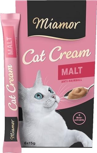 MIAMOR - Cat Snack Cream Snack zum Verwöhnen ausgewachsener Katzen. Ergänzungsfutter im Portionsbeutel ohne Zucker und künstliche Zusätze 11x6x15g Malt-Cream