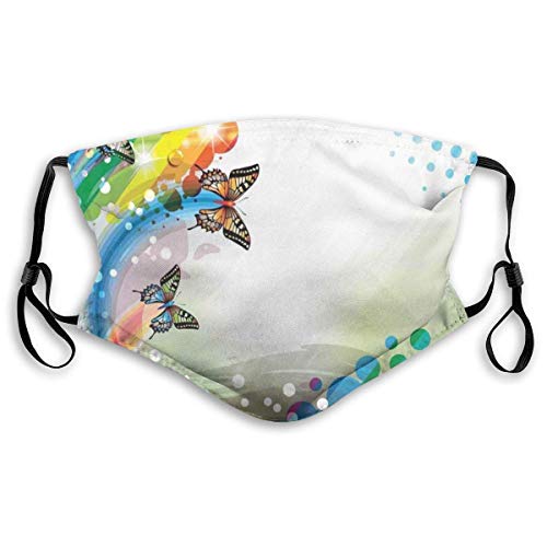 YYTT8 Gesichtsschutz Trippy Flying Butterflies mit farbigen Kometenblasen Kreatives fantastisches Design