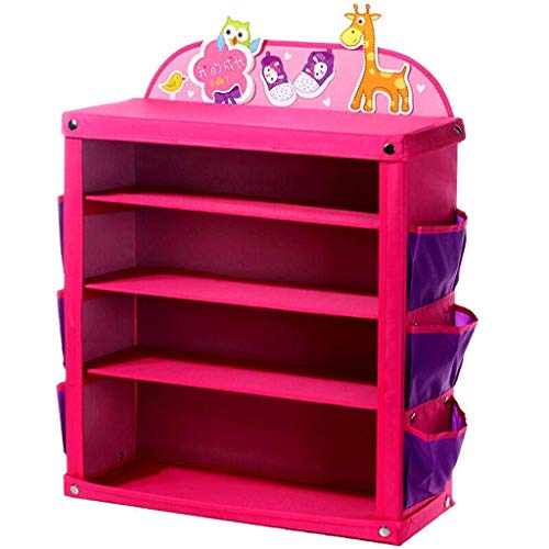 BHBXZZDB für Kinder einfaches Cartoon Kinderschuhregal Mehrschichtiges platzsparendes blau pink Farbe pink