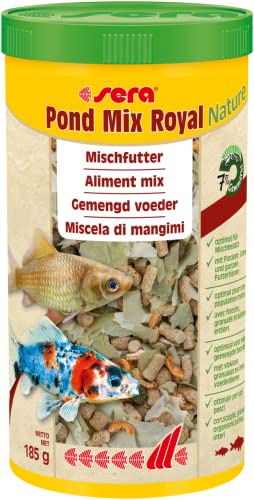 sera 07100 Pond Mix royal 1000 ml - Futtermischung aus Flocken Sticks und mit 7% Gammarus als Leckerbissen für alle Teichfische Teichfutter BZW. Goldfischfutter