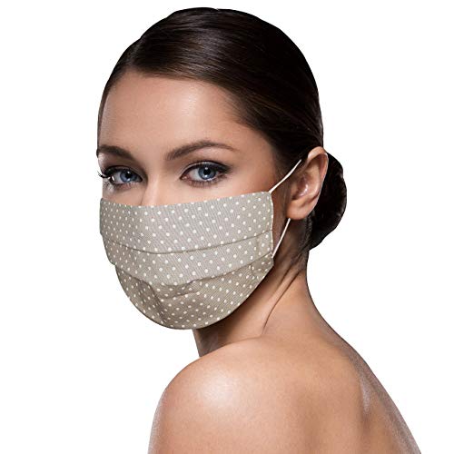 Unisex Stoffmasken Stoff 100% Baumwolle Nasen Schutzmaske Motiv Nasenschutz waschbar BEIGE