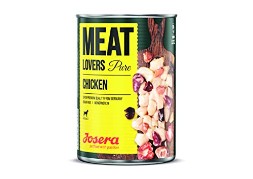 JOSERA Meat Lovers Pure Chicken 6 x 800 g Adult Premium Nassfutter für ausgewachsene Hunde extra viel Hühnerfleisch 68% Monoprotein getreidefrei Hundefutter nass 6er Pack