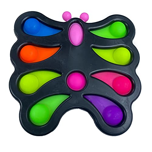 KAV Simple Dimple Butterfly 10 Pop Bubble Popper Push Pop Pop Pop Fidget Spielzeug für Kinder und Erwachsene Autismus spezielle Bedürfnisse Stress und Angstlinderung Schmetterling-Schwarz