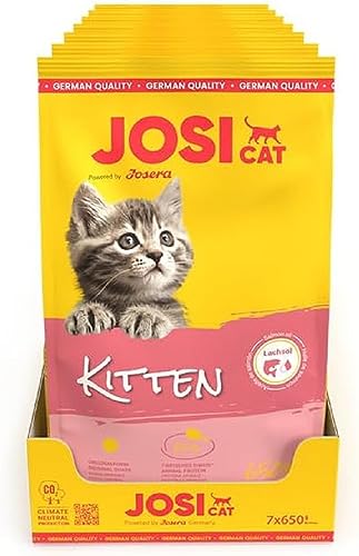 JosiCat Kitten 7 x 650 g Premium Trockenfutter für wachsende Katzen Katzenfutter trocken Powered by JOSERA