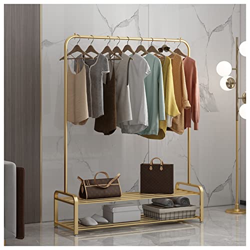 Kleiderstange robust 2 Etagen Schuhregalen 160 hoch moderner Kleiderständer freistehender Kleiderständer Farbe Gold Größe