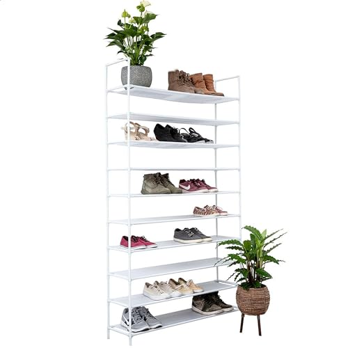 Vivol Deluxe Schuhregal XXL - Schuhablage für 50 Paar Schuhe - Schuhschrank mit 10 Ebenen - HxBxT 178x100x29 5 cm - Schuhständer Höhenverstellbar Wasserfest