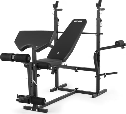 Zipro olympisches Hantelbank-Set Ripped Hantelbank mit Beinentwickler Curlpult Ablage und Butterfly Kraftstation verstellbare Rückenlehne und Sitzkissen 270kg Multifunktion Trainingsbank