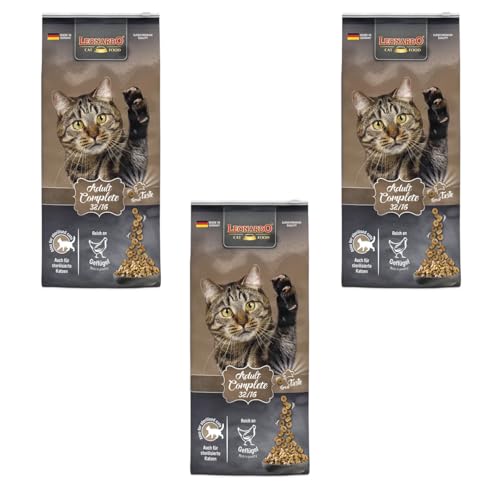 Leonardo Adult Complete 32 16 3er Pack 3 x 300 g Trockenfutter für ausgewachsene Katzen Reduzierter Energiegehalt für eine Gute Figur Für weniger aktive Katzen