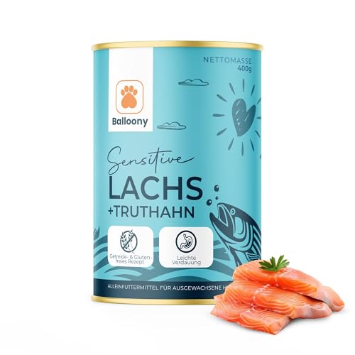 Balloony.pet - Superfood Nassfutter mit Lachs Truthahn 6x400g Darmschonend Für Hunde mit sensibler Verdauung und besonderen Ernährungsbedürfnissen