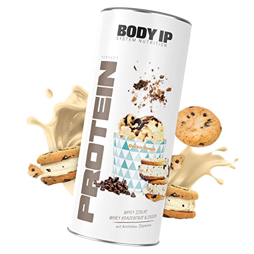 BODY IP Perfect Protein Pulver dein Süßigkeitenersatz Cookie Dough Whey Isolat Whey Konzentrat Casein hoher BCAA Anteil 30 Portionen Protein Shake für Muskelaufbau 900g