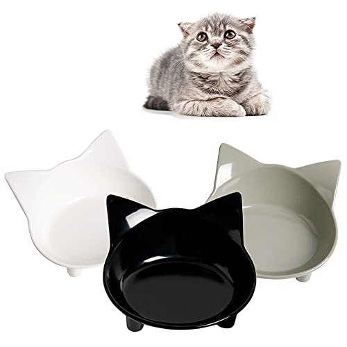 Skrtuan Katzennäpfe 3 Stück Set rutschfeste Katzenschale Futterschüssel Wasser Fütterung Schüssel zur Erleichterung von Whisker Müdigkeit