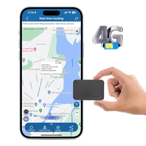 TKMARS TK903 GPS-Tracker 4G mit SIM-Karte ABO erforderlich 1500mAh-Akku magnetischer Mini-GPS-Tracker APP Web-Tracking und Alarme 10 Sekunden Aktualisierungsintervall einstellbar