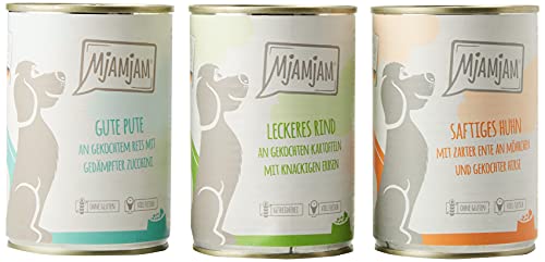 MjAMjAM   Premium   Mixpaket I   Huhn Ente Rind Pute 6er Pack 6x 400g naturbelassen extra viel Fleisch