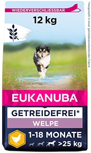 Eukanuba Welpenfutter getreidefrei mit Huhn fÃ¼r groÃŸe Rassen - Trockenfutter ohne Getreide fÃ¼r Junior Hunde 12 kg