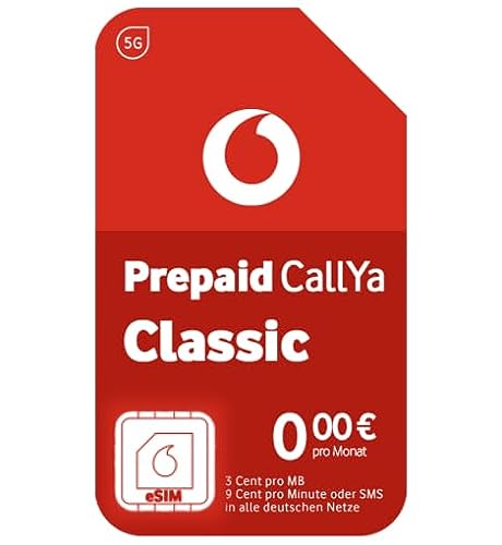 Vodafone CallYa Classic ohne Vertrag eSIM I Netz 9 Ct. pro Min oder alle dt. Netze die EU I 3 Ct. pro MB I 10 Euro Startguthaben