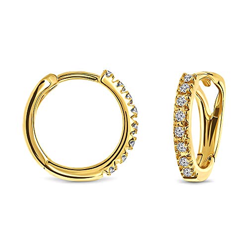 Miore Ohrringe 0.10 Ct Diamant aus Gelbgold 18 Karat 750 Gold Ohrschmuck 16 Diamant Brillianten 12 mm