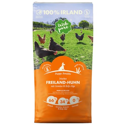 Irish Pure Puppy Trockenfutter 1.5kg Welpenfutter Freiland-Huhn mit Kelp-Alge Gemüse Hoher Fleischanteil Getreidefrei Sensitiv Hundetrockenfutter Für alle Rassen