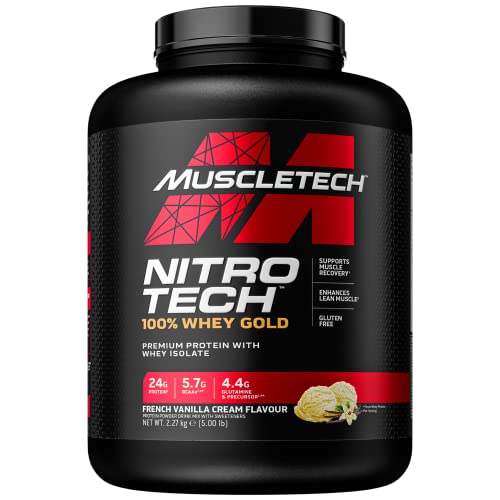 MuscleTech Nitro Tech Gold Isolate Peptides für den Muskelaufbau Proteinpulver für Männer und Frauen Vanille 2.27 kg