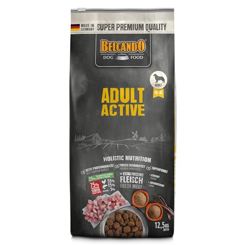 Belcando Adult Active 12 5 kg Hundefutter Trockenfutter für aktive Hunde Sporthunde Alleinfuttermittel für ausgewachsene Hunde ab 1 Jahr