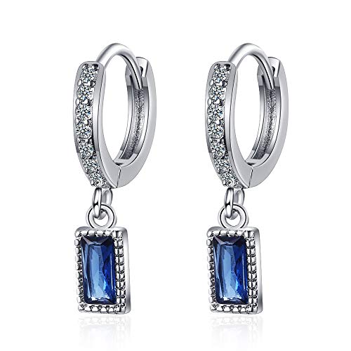 Yikoly Damen Mädchen Ohrringe Silber 925 Einfache süß AAA Zirkonia Blau Strass Mode creolen Süß Hoop Ohrschmuck