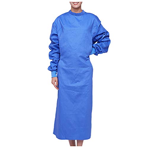 QIMANZI Unisex OP-Kittel Mantel für OP-Bereich Isolationskleid mit elastischer Stehkragen Schutzisolationskleider Stillkleid Staubfreie Arbeitskleidung Schutzkleidung A Blau XL