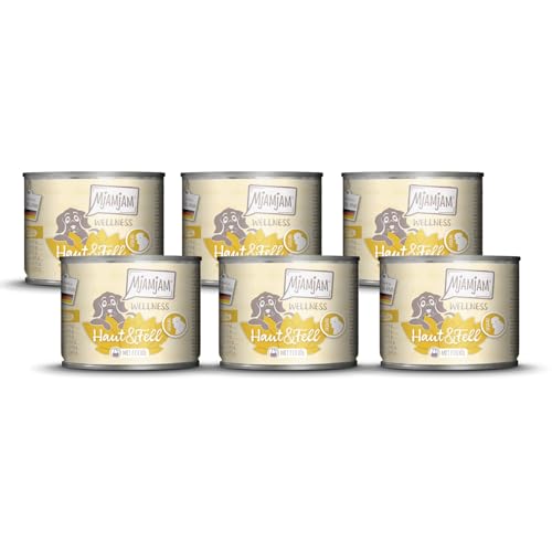 MjAMjAM - Premium Nassfutter für Hunde - Wellness - Haut Fell - Huhn 6er Pack 6x200g getreidefrei