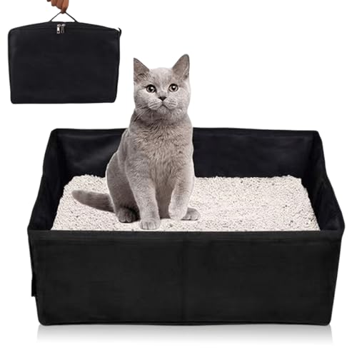 Faltbare Katzentoilette 40 x 30 x 15 cm Tragbare Katze Reisetoilette mit Deckel und Griff wasserdichte Katzentoiletten Reise-Katzentoilette Katzentoilette für Reisen Freien Camping Heimgebrauch