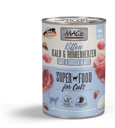 Mac s Katzenfutter getreidefrei Kitten Kalb Hühnerherzen 6x400 g